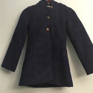 Jessica Simpson Elegant Navy Coat with Gold Accents